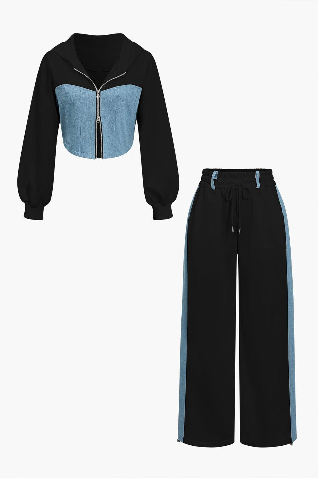 Ensemble Bicolore Crop Top et Pantalon Large