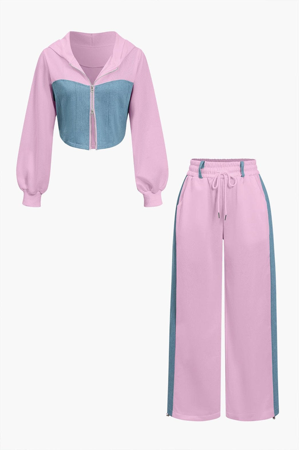 Ensemble Bicolore Crop Top et Pantalon Large