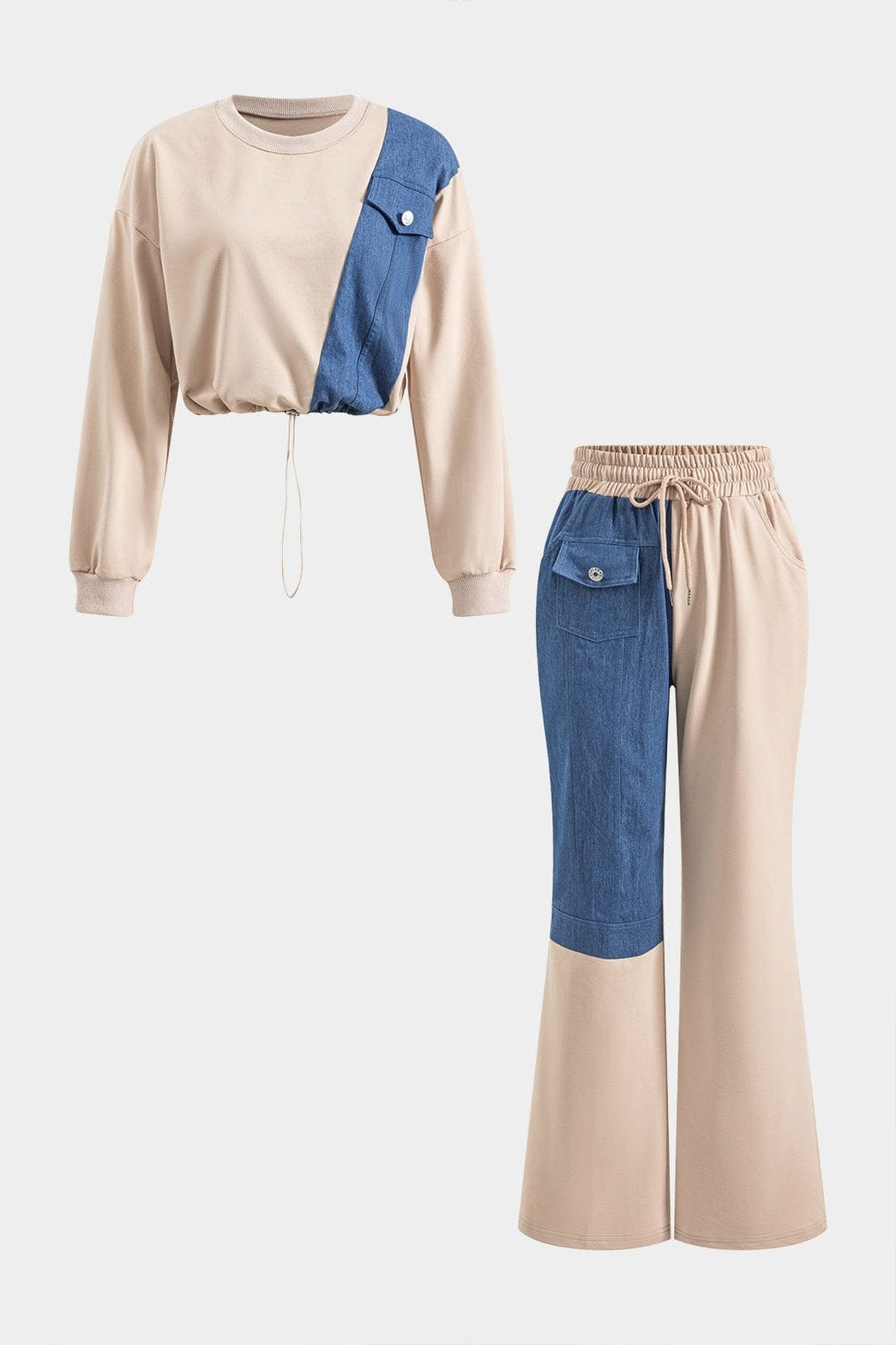 Ensemble bicolore denim et beige soleil