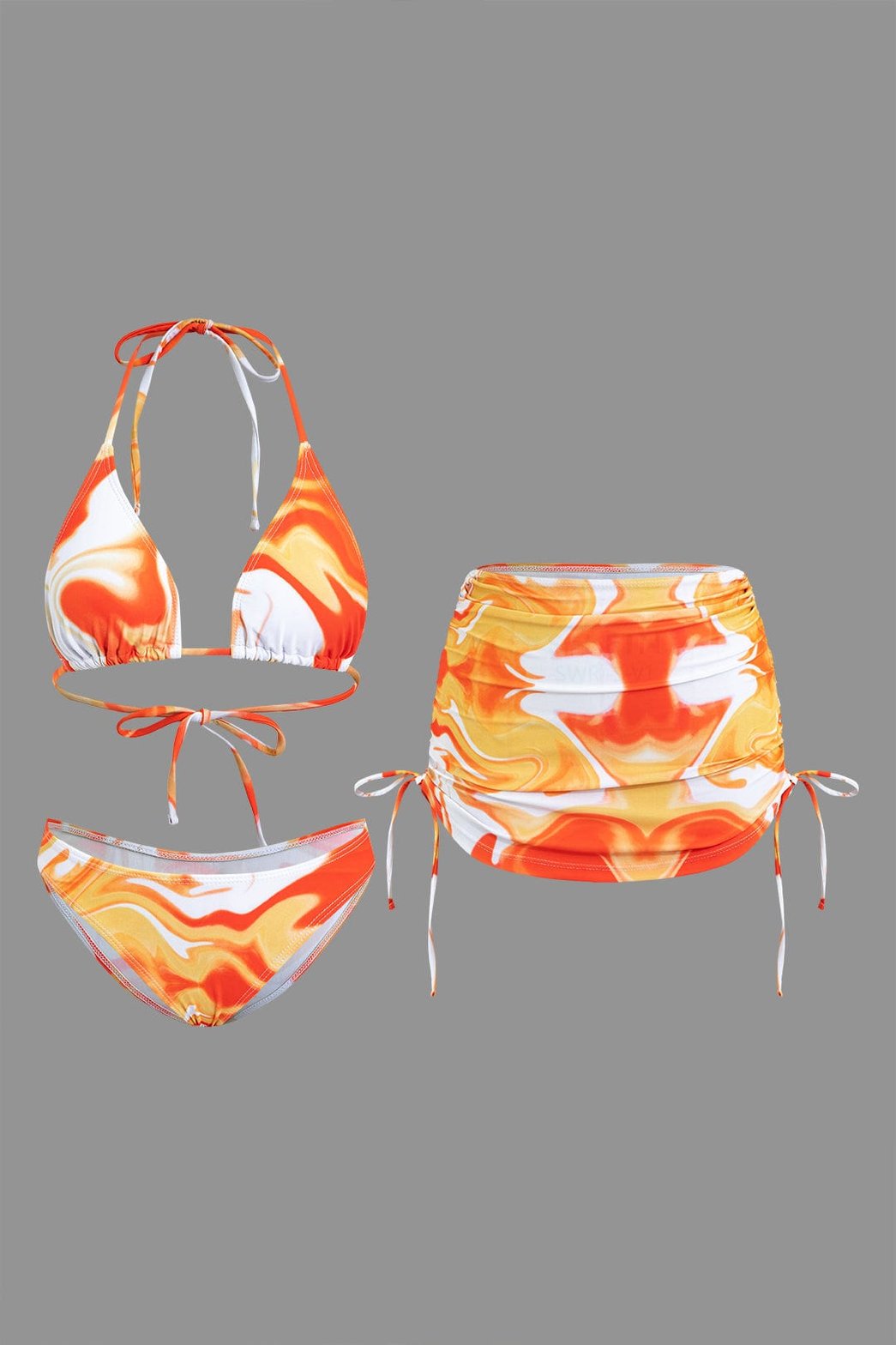 Ensemble bikini tie-dye orange vue arrière vague