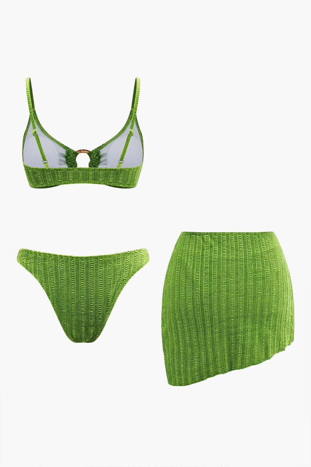 Bikini velours avec paréo assorti vague