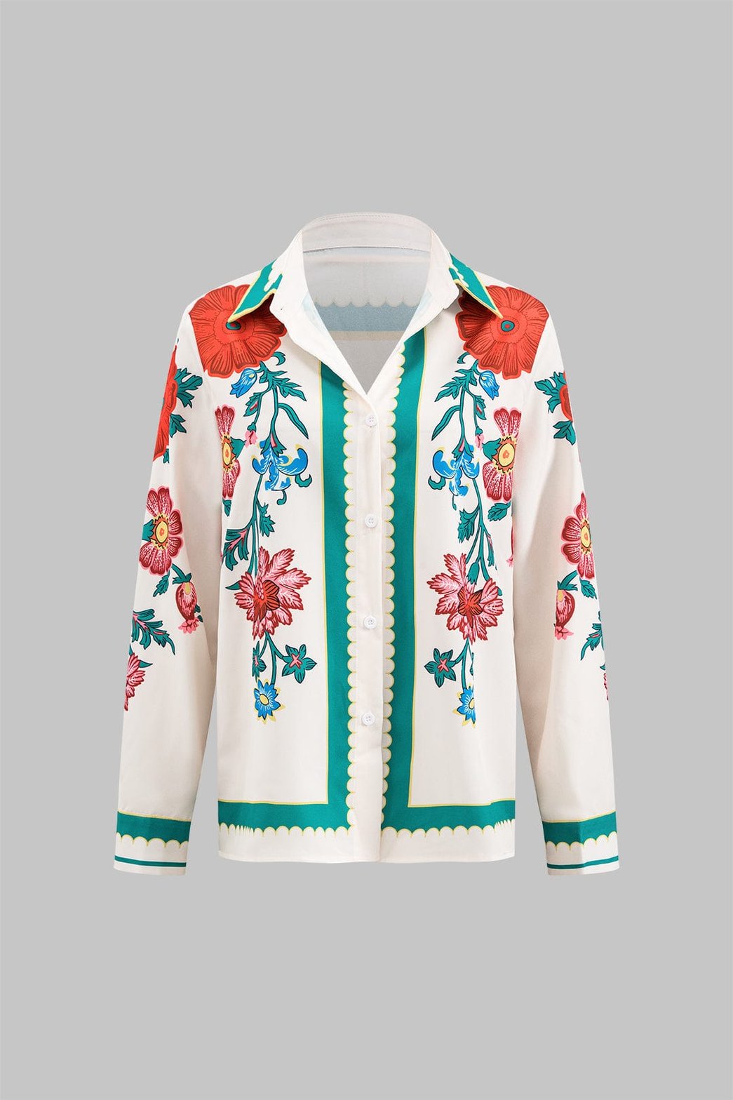 Détail motif floral sur ensemble blanc liberté