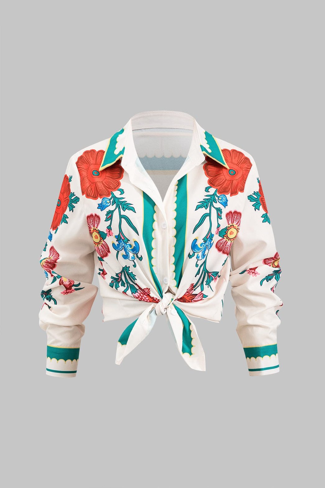 Ensemble pantalon large et chemise fleurie douceur