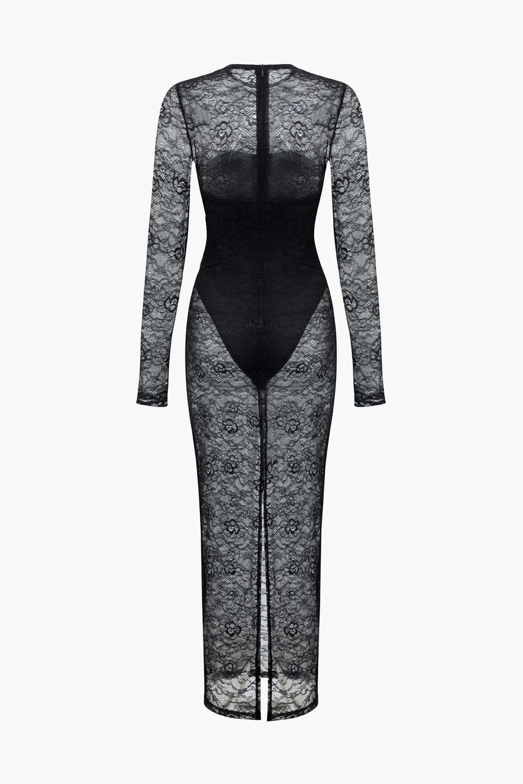 Ensemble robe longue dentelle noire Sophistication