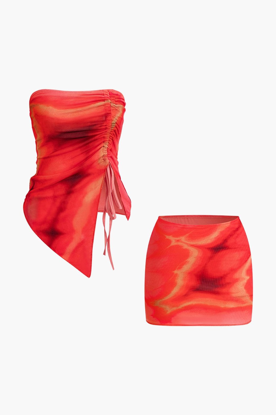 Ensemble bustier rouge tie-dye sunset