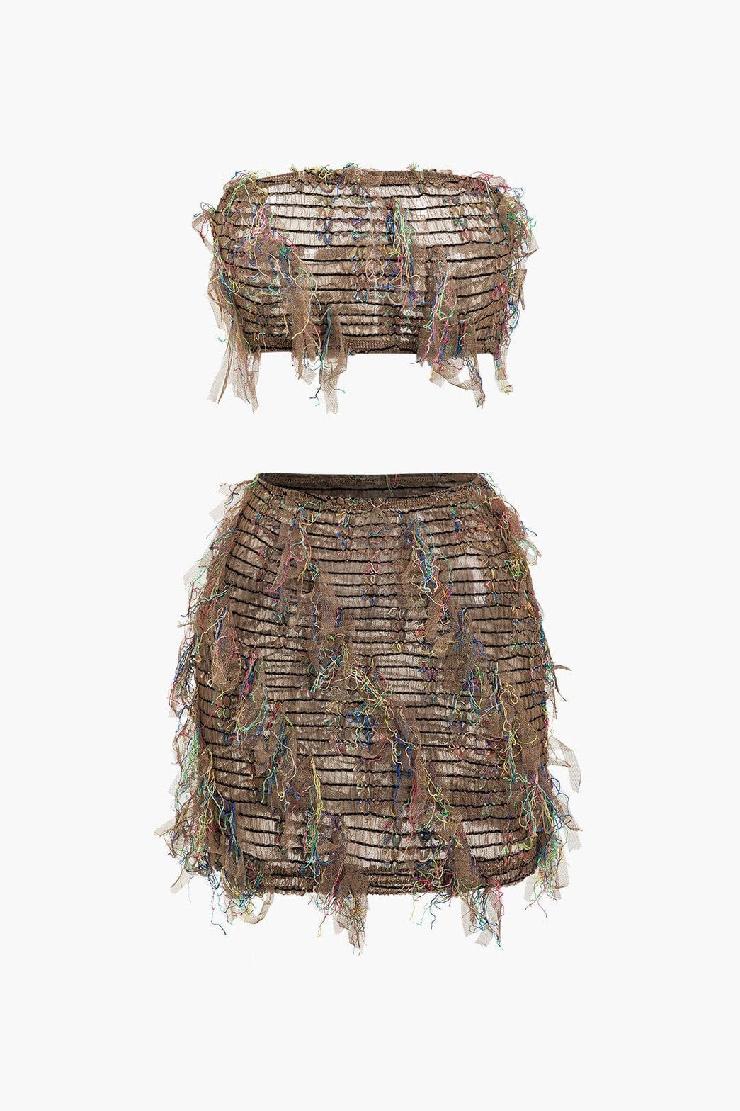 Ensemble bustier à franges vue de face étoile