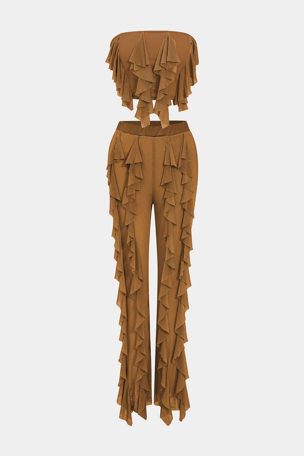 Ensemble bustier à volants caramel doux