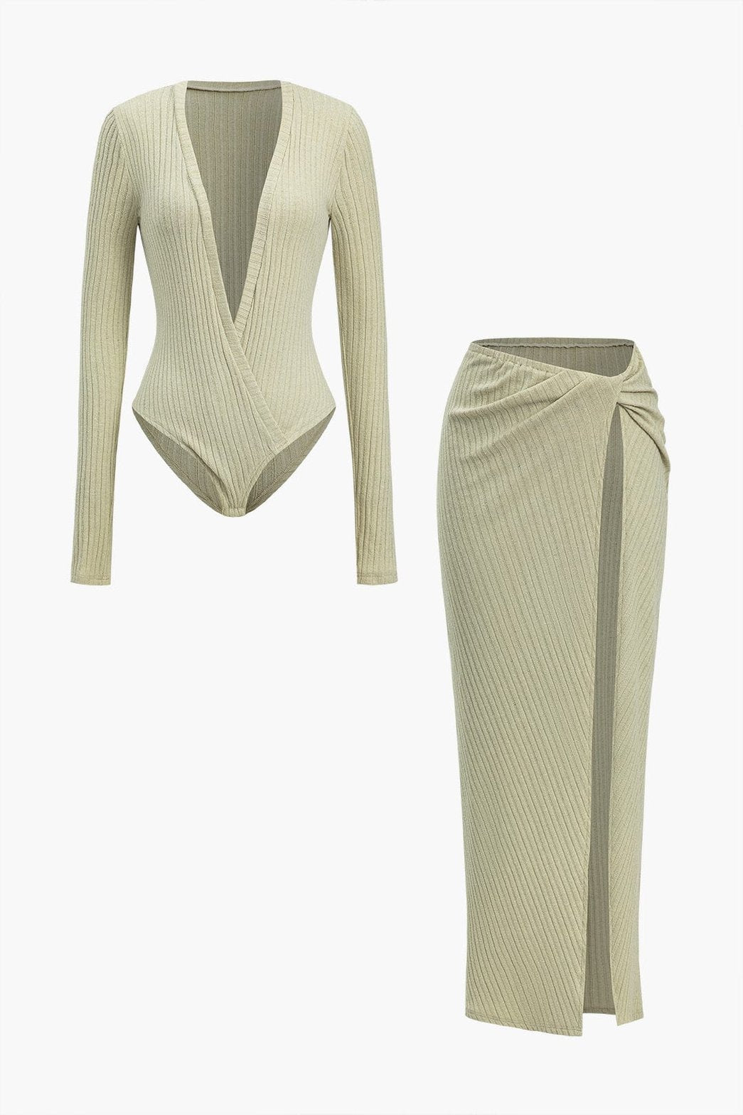 Ensemble deux pièces côtelé fendu - Douceur