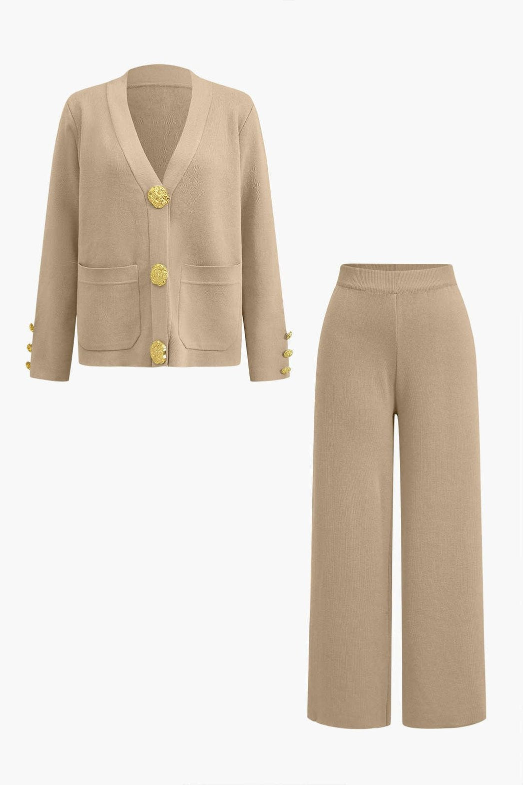 Ensemble Cardigan Tricot Boutons Dorés