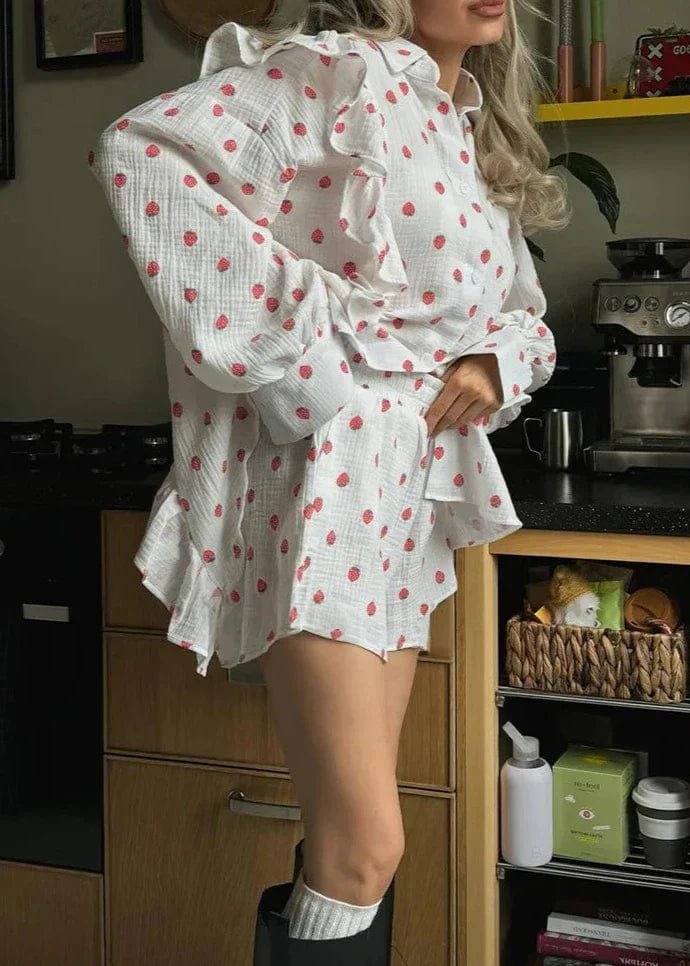 Ensemble Chemise et Short Motif Fraises