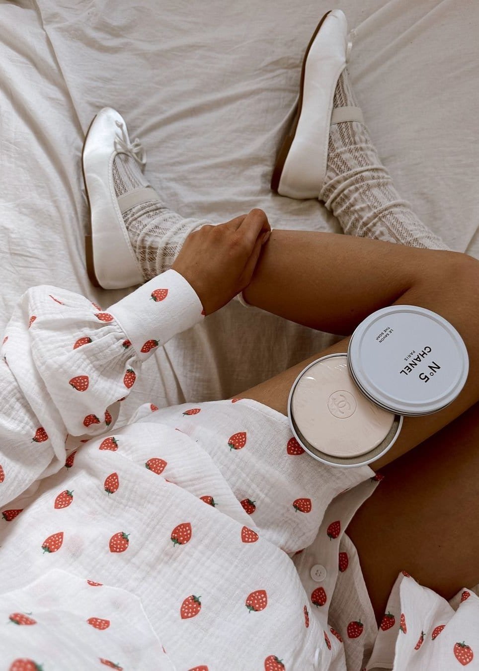 Ensemble chemise short fraises confort