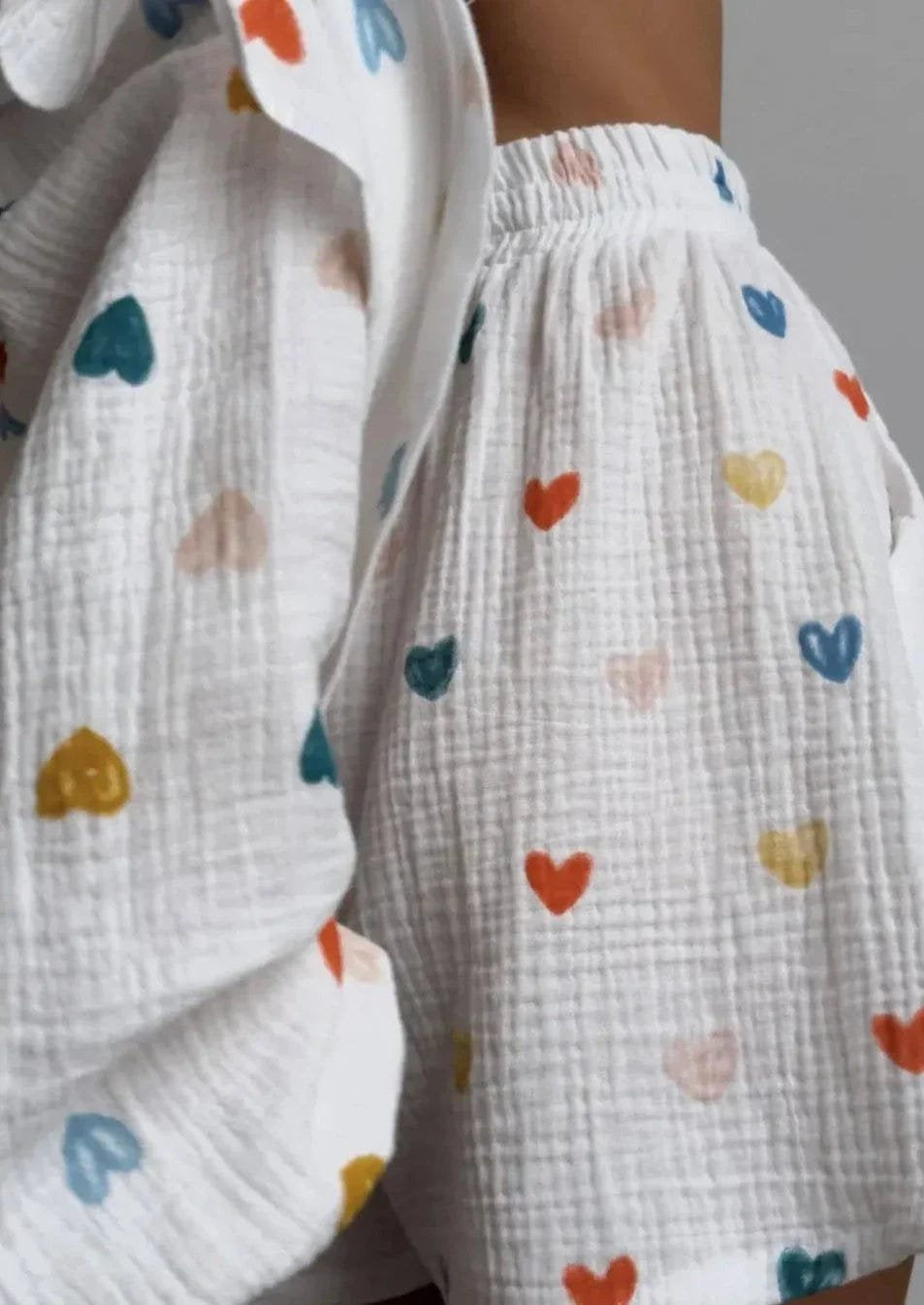 Ensemble Chemise & Short Motif Cœurs