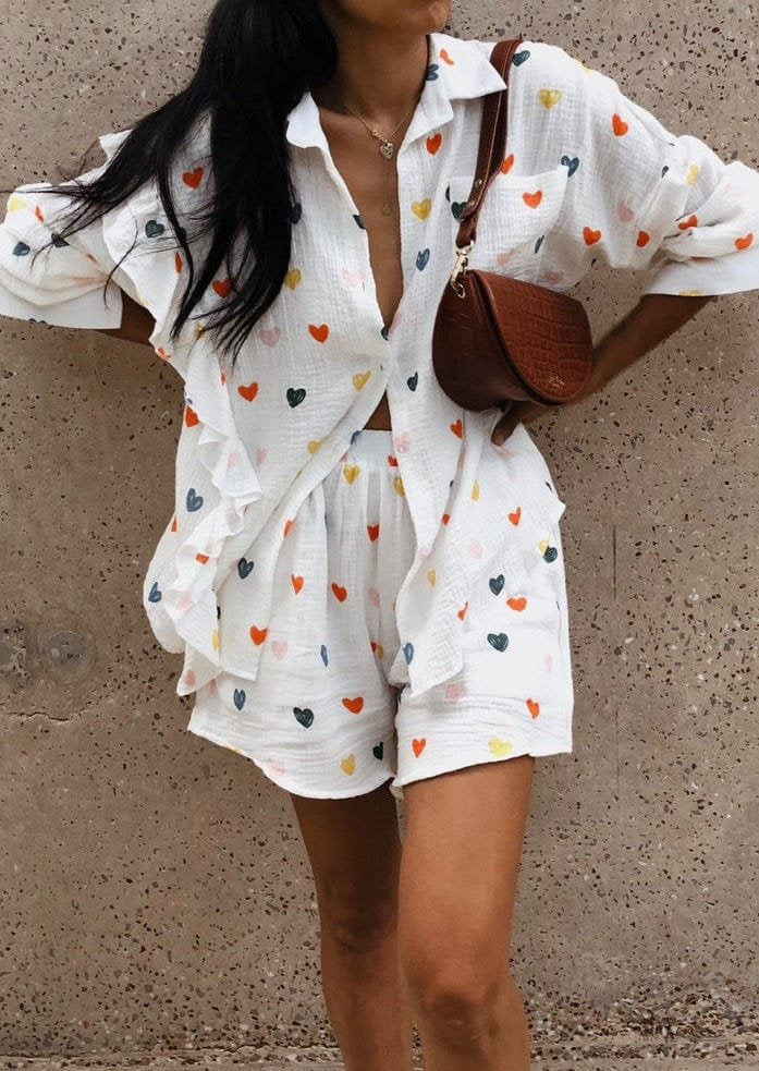 Ensemble Chemise & Short Motif Cœurs