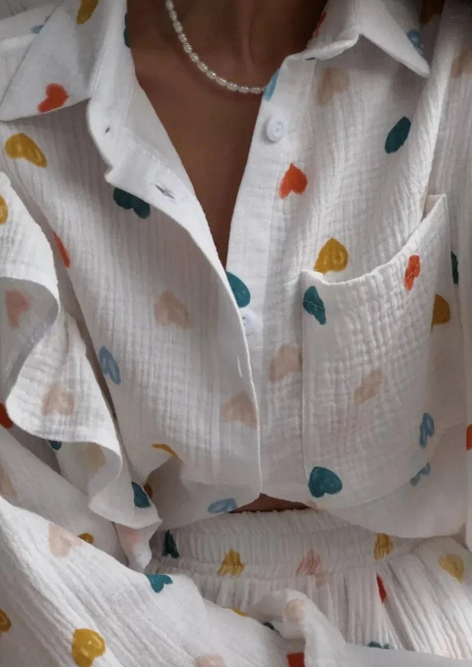 Ensemble Chemise & Short Motif Cœurs