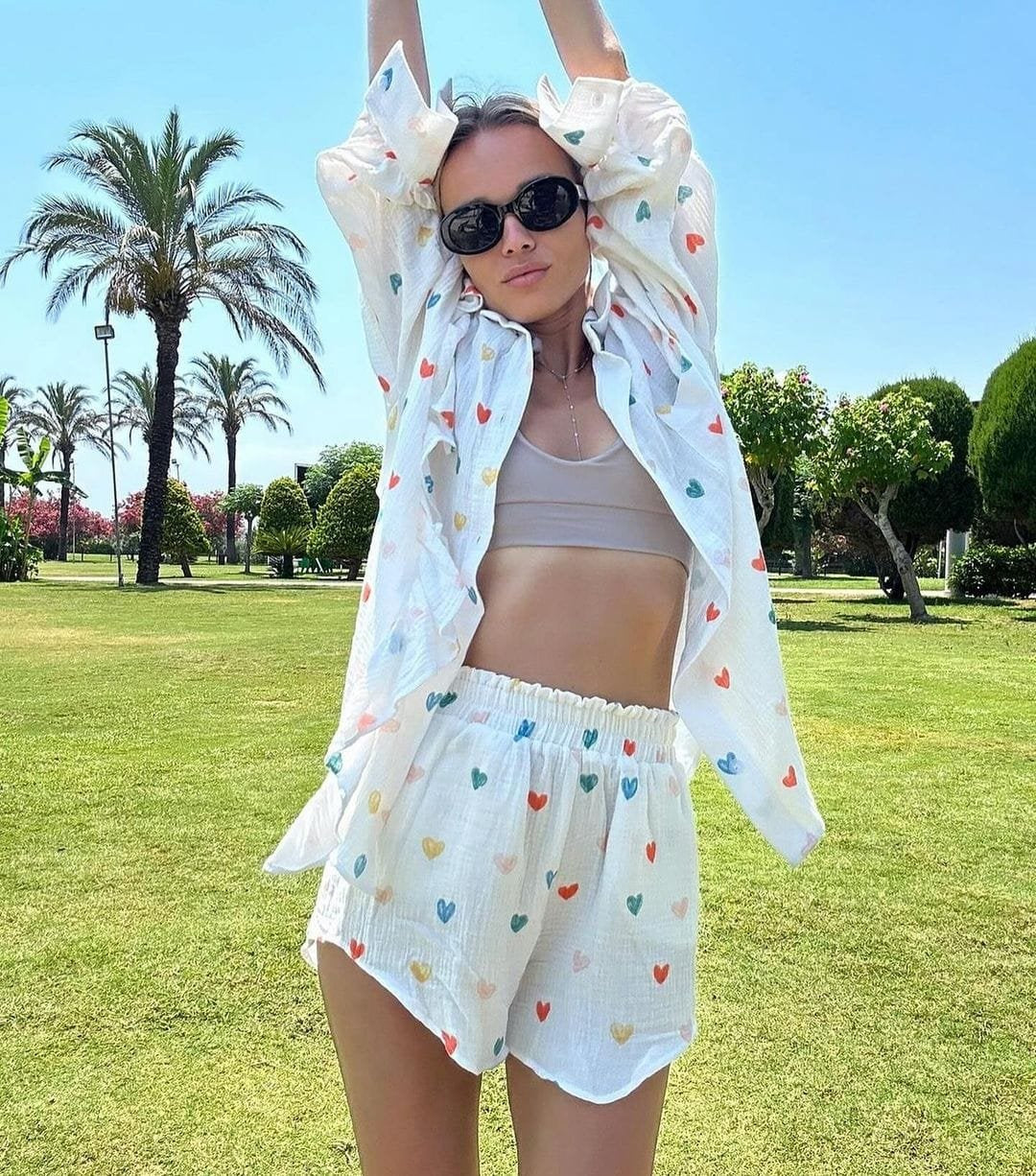 Ensemble Chemise & Short Motif Cœurs