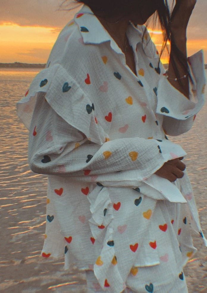 Ensemble Chemise & Short Motif Cœurs