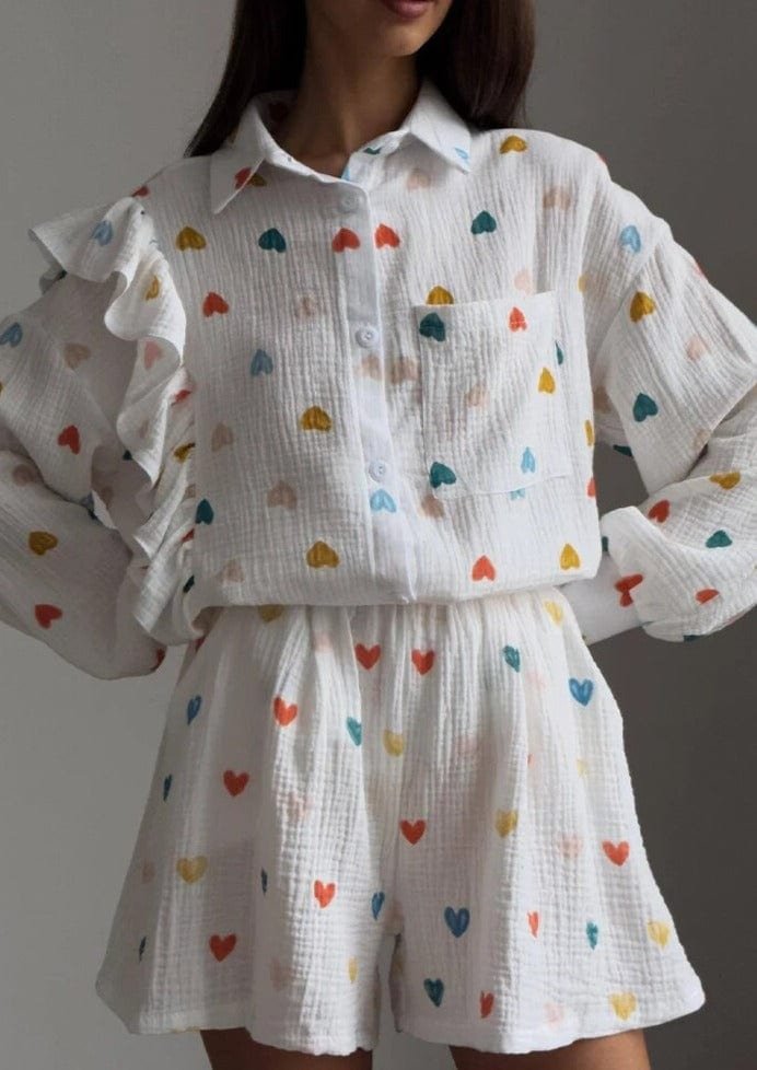Ensemble Chemise & Short Motif Cœurs