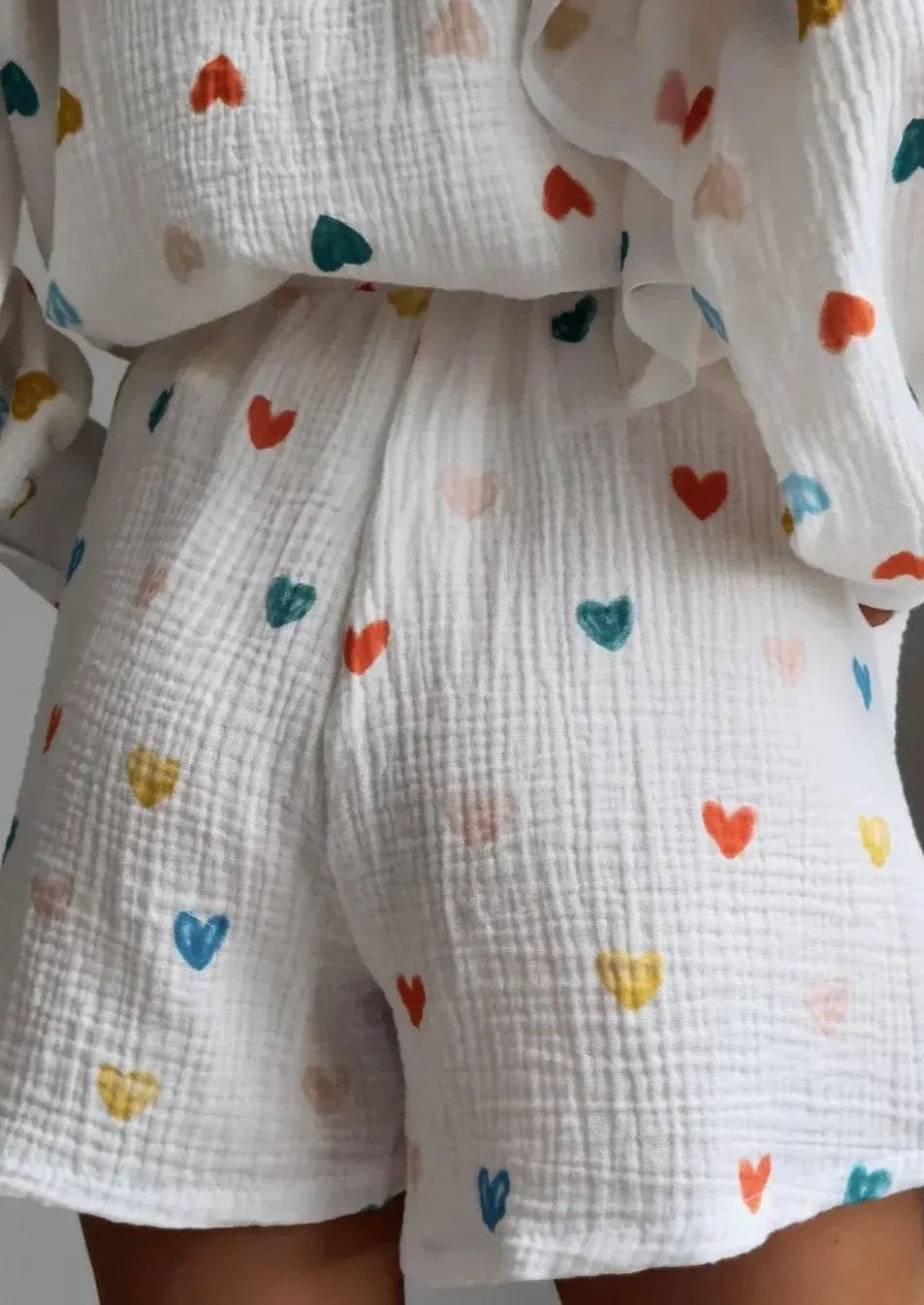 Ensemble Chemise & Short Motif Cœurs