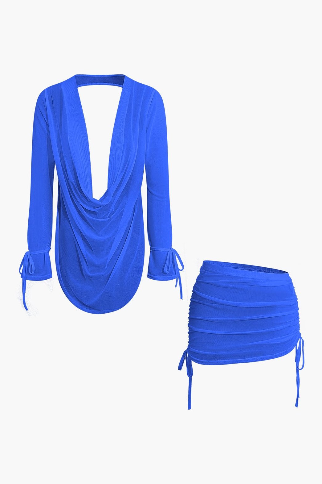 Ensemble Chic Col Drapé et Minijupe
