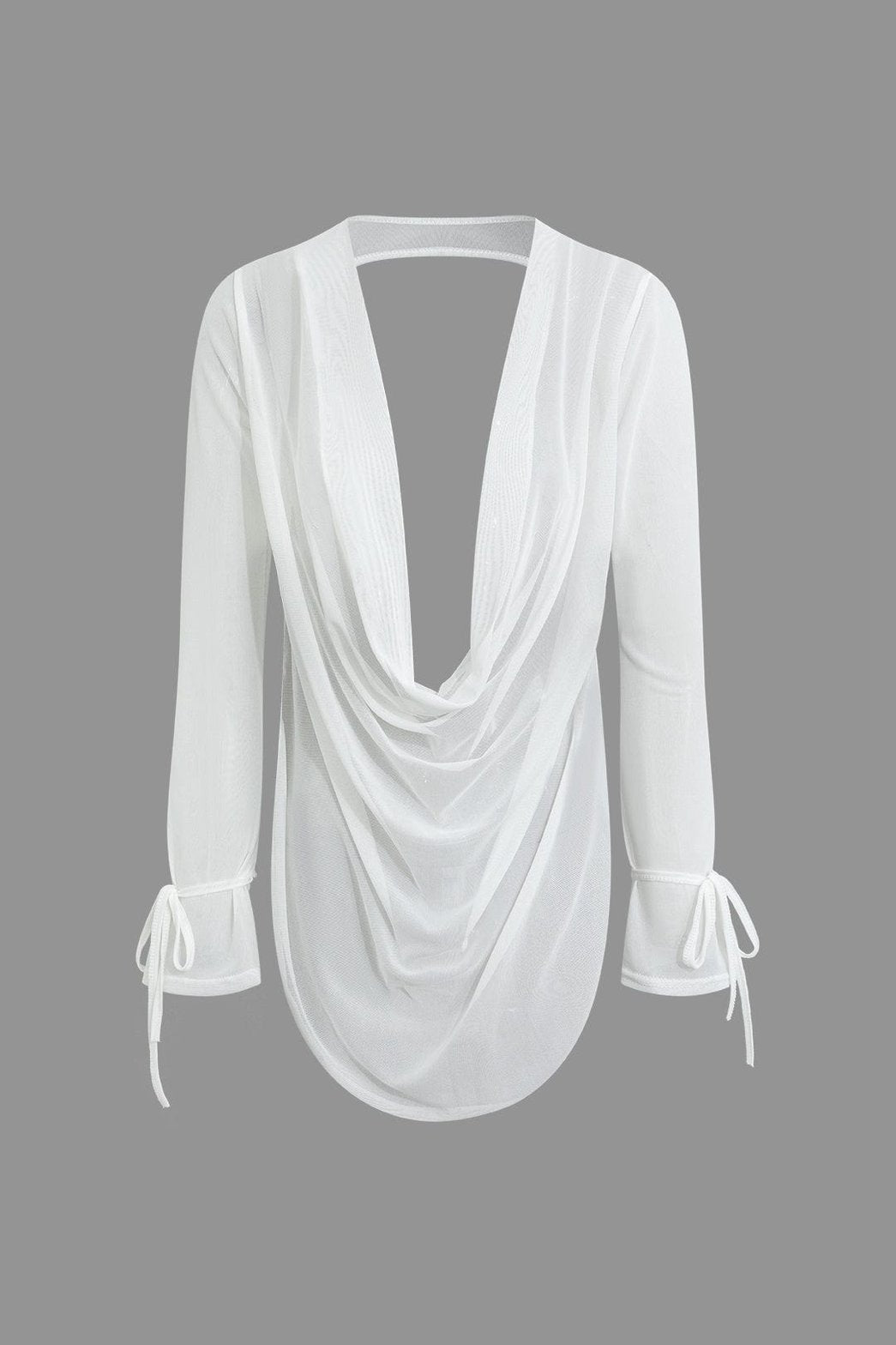 Top drapé col bénitier blanc douceur