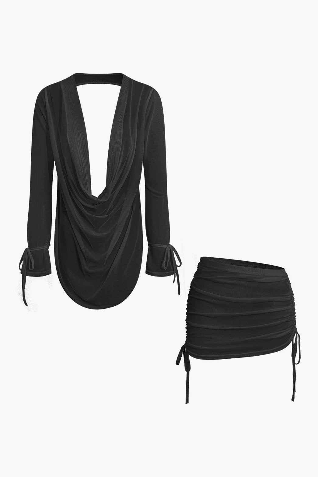 Ensemble Chic Col Drapé et Minijupe