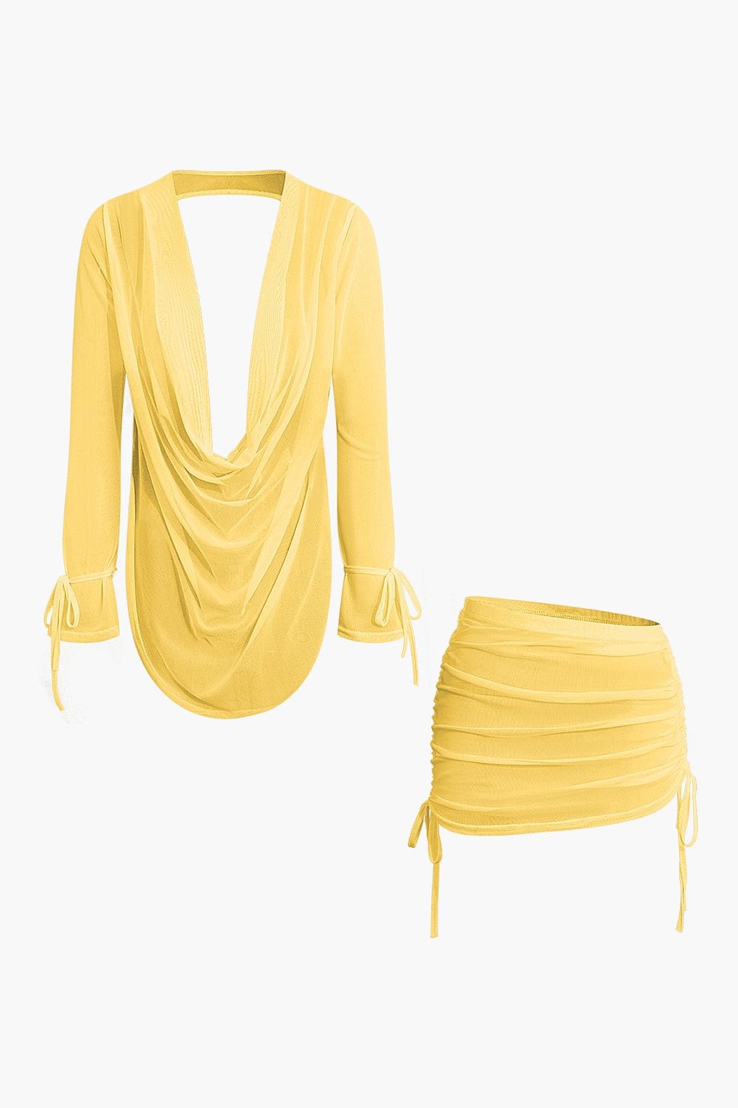 Ensemble Chic Col Drapé et Minijupe