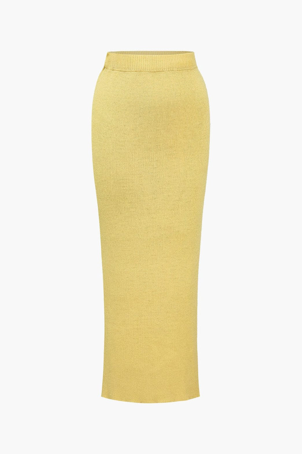 Ensemble maille côtelée jaune pastel détail col montant étoile