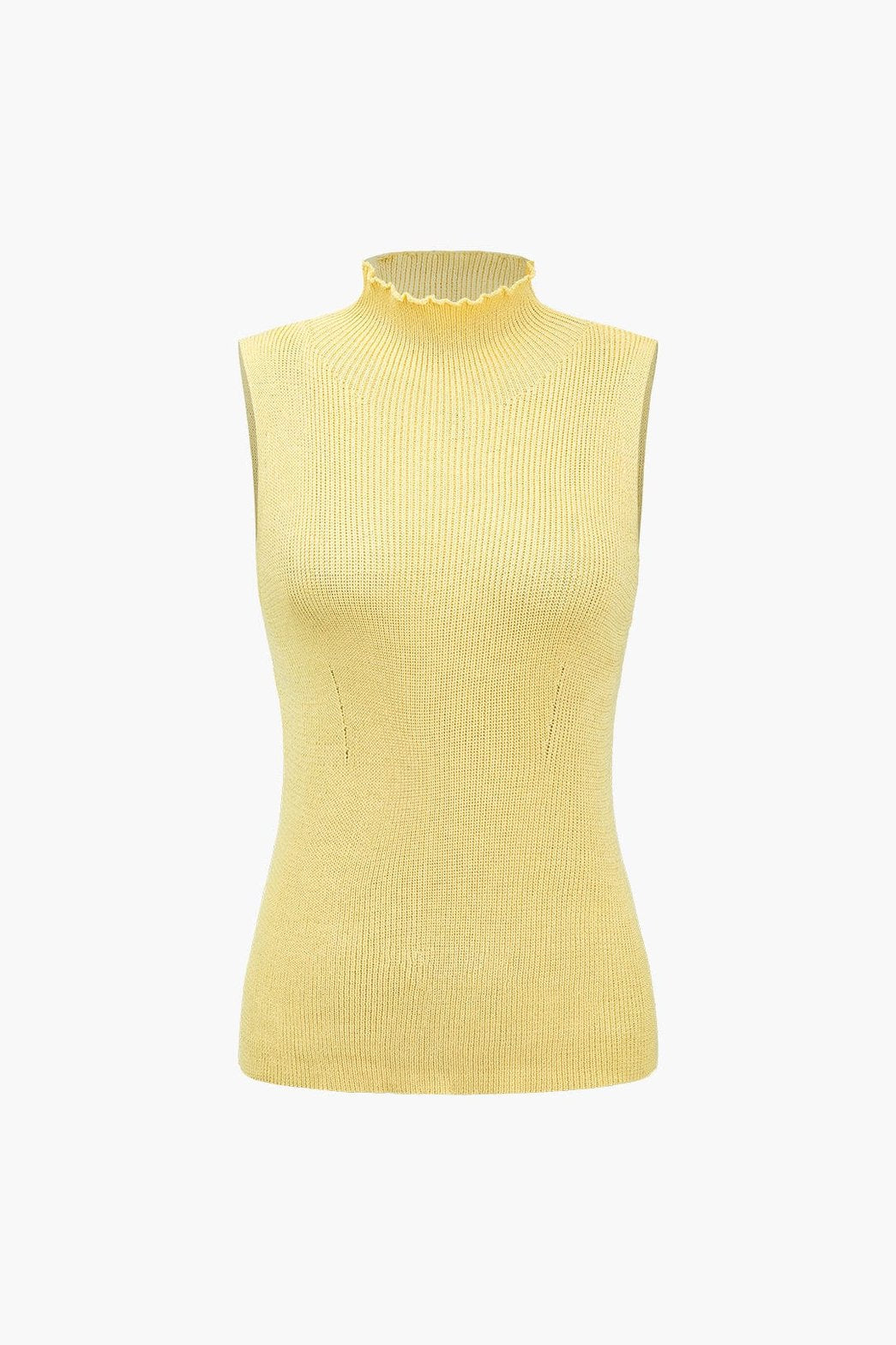 Ensemble maille côtelée jaune pastel vue arrière fleur