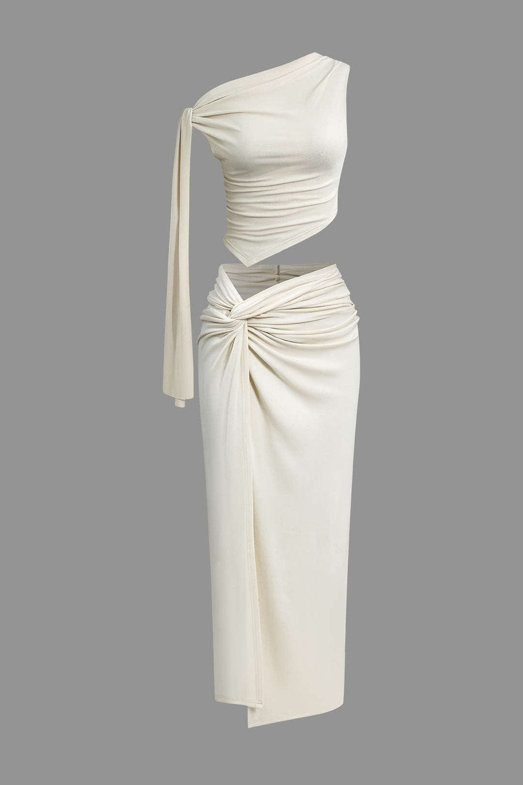 Ensemble blanc asymétrique drapé élégant - harmony