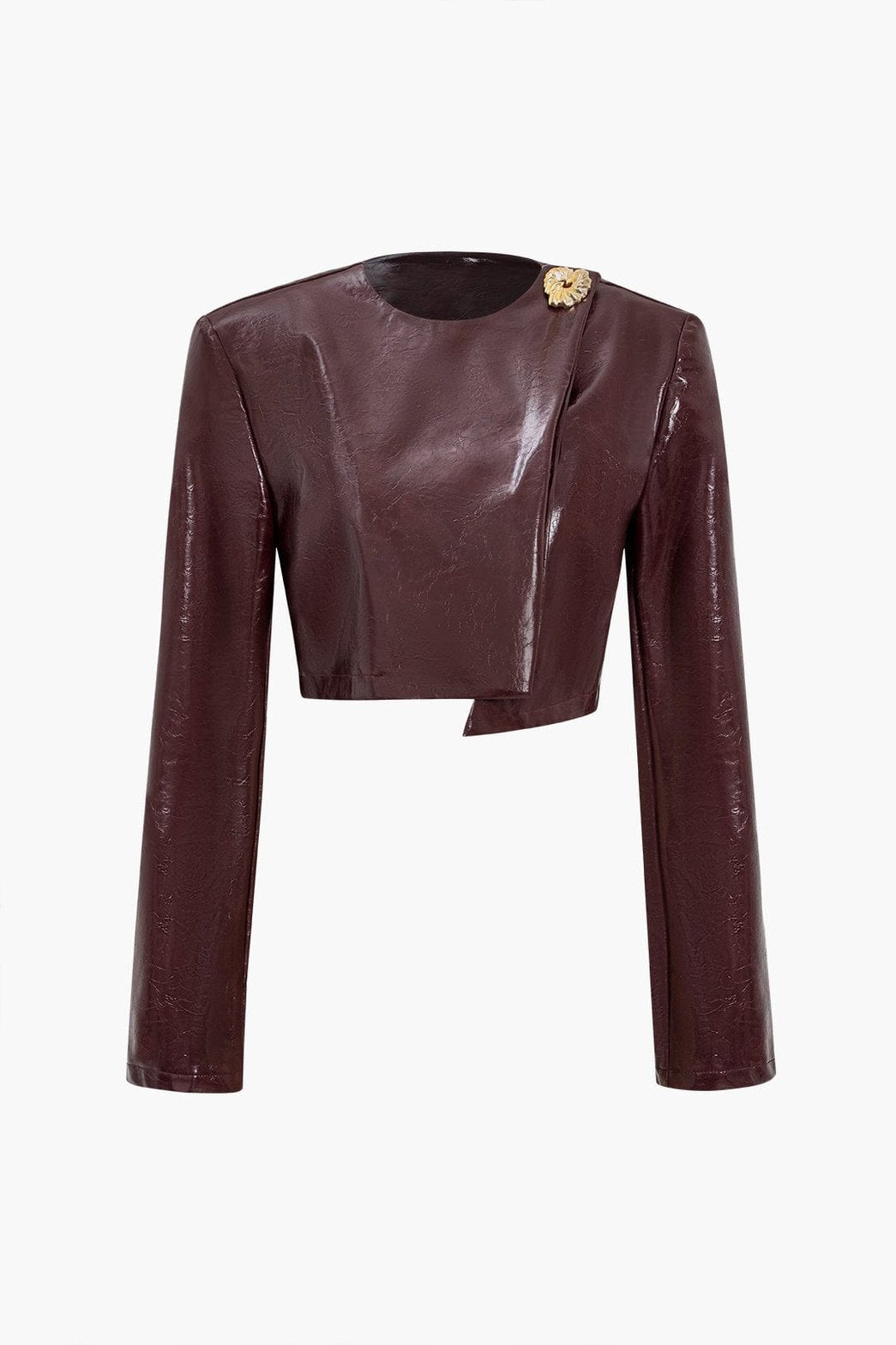 Top court cuir végétal bordeaux douceur