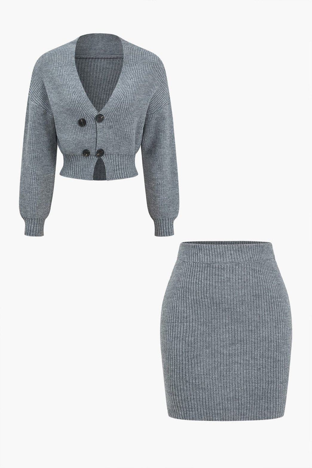 Ensemble tricot gris col V douceur