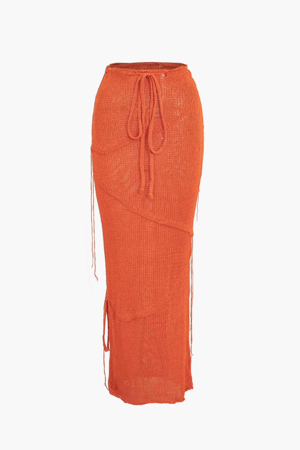 Top tube et jupe longue tricotés orange - lumière