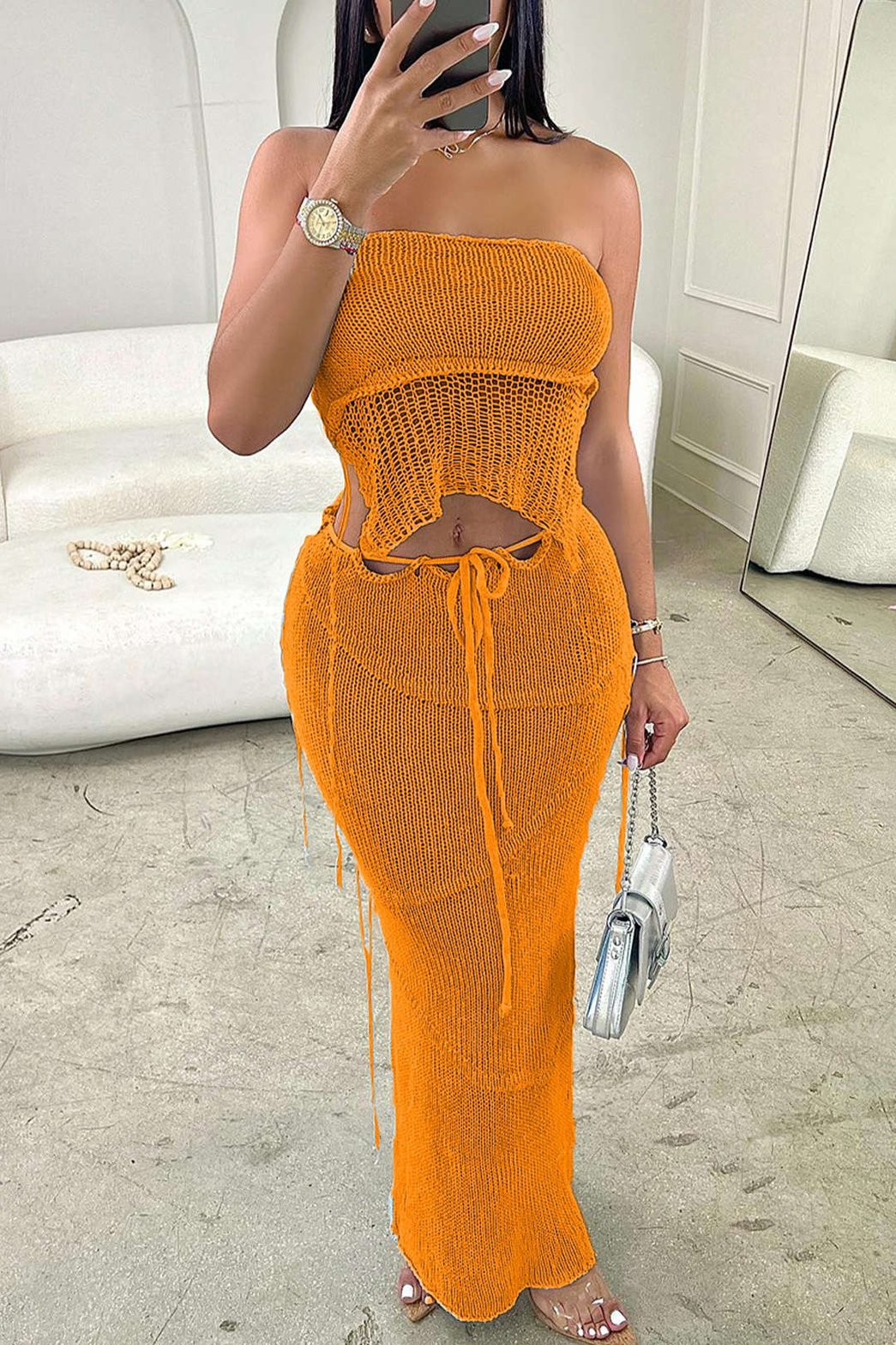 Ensemble Chic Top Tube et Jupe Fendue Tricot