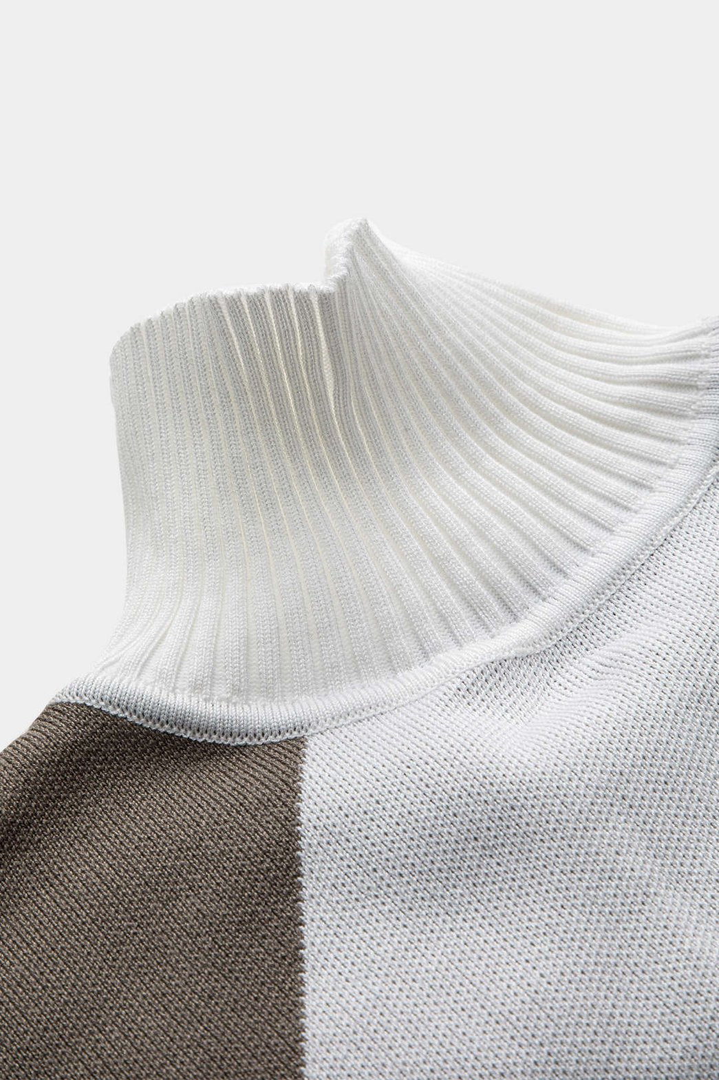 Ensemble tricot col roulé motif losanges bicolore vue portée sérénité