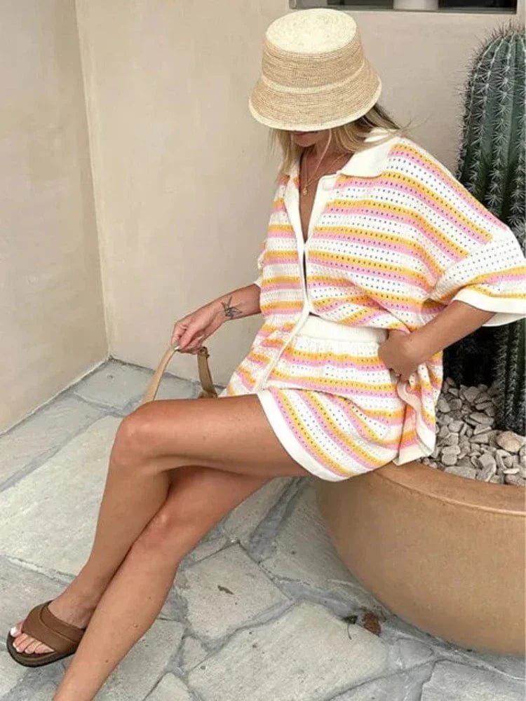 Ensemble deux pièces tricoté brise