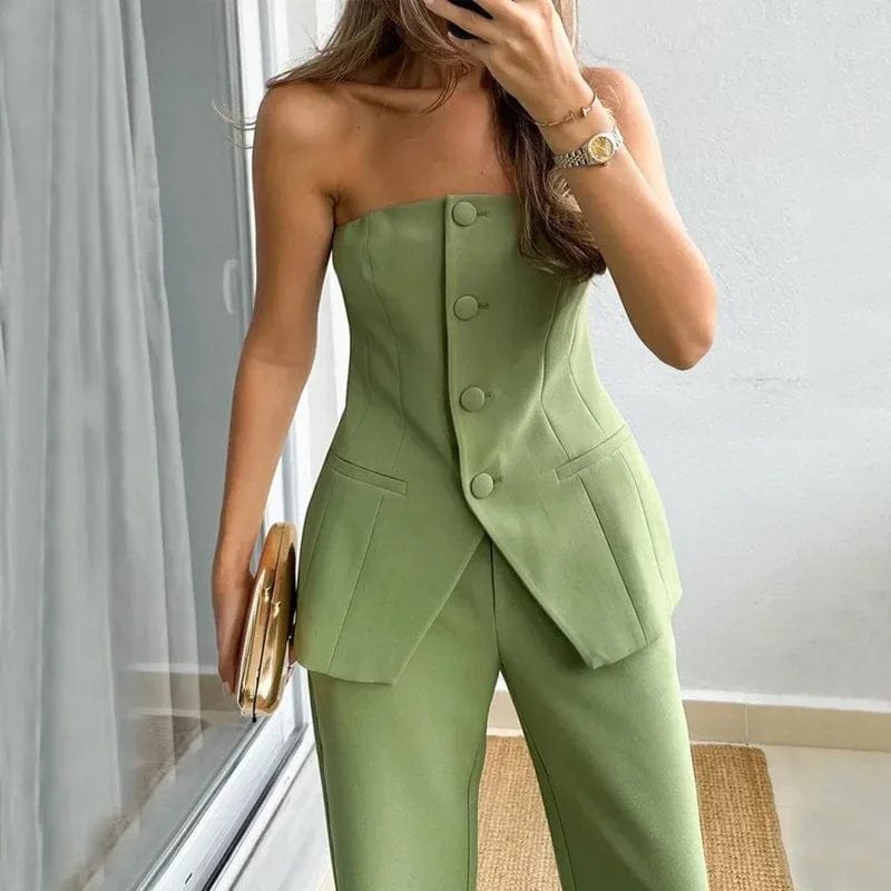 Ensemble corset vert sauge élégant jasmin