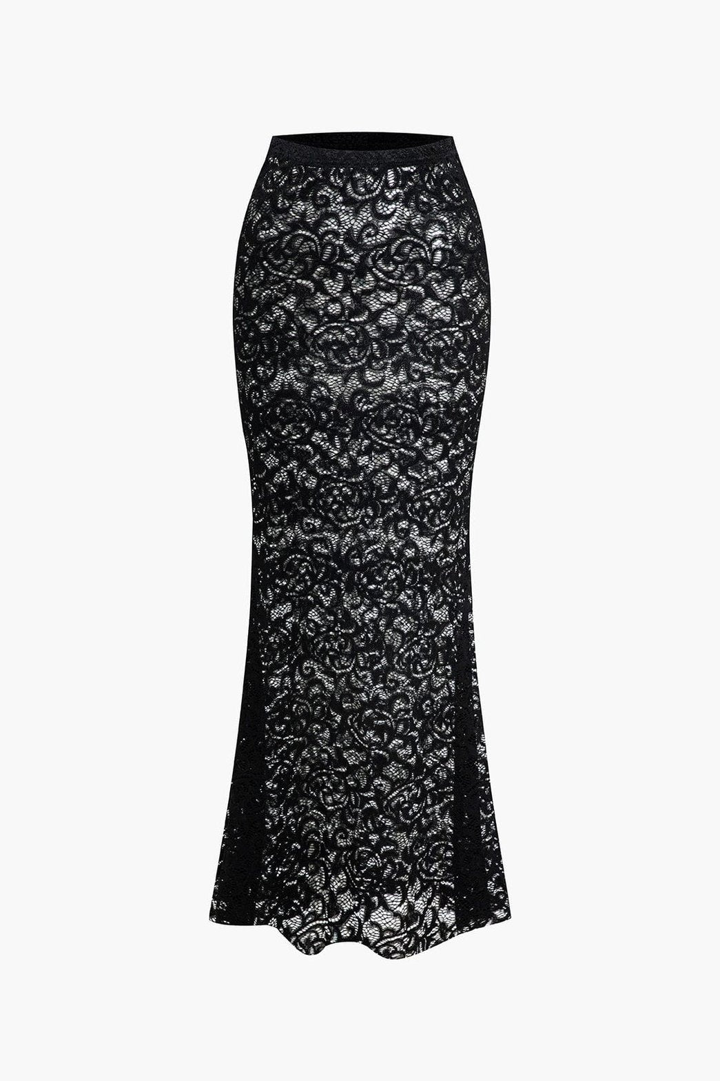 Jupe longue dentelle noire crystal