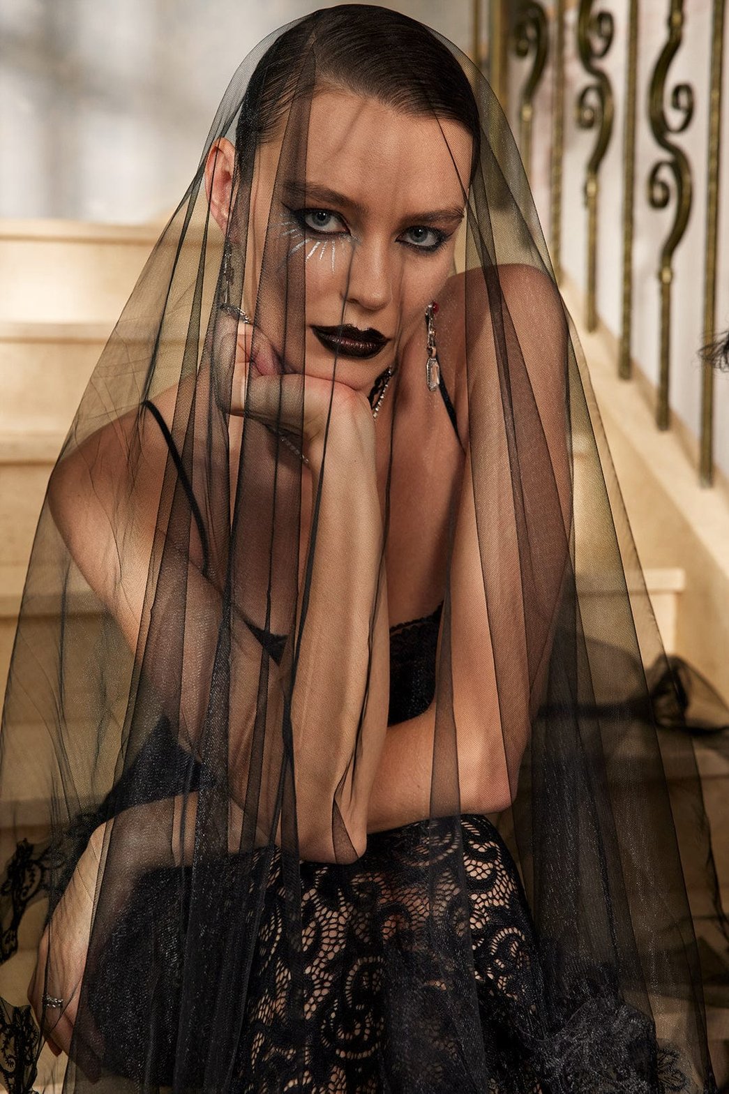 Top et jupe dentelle noire jade