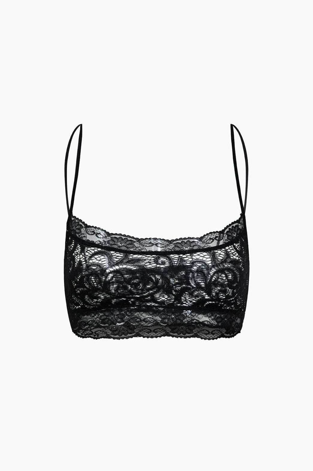 Top crop dentelle noire soie