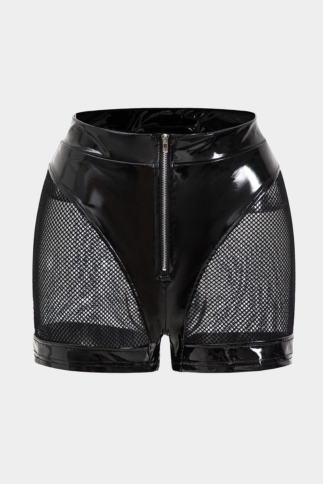 Ensemble vinyle noir zippé détail maille rubis