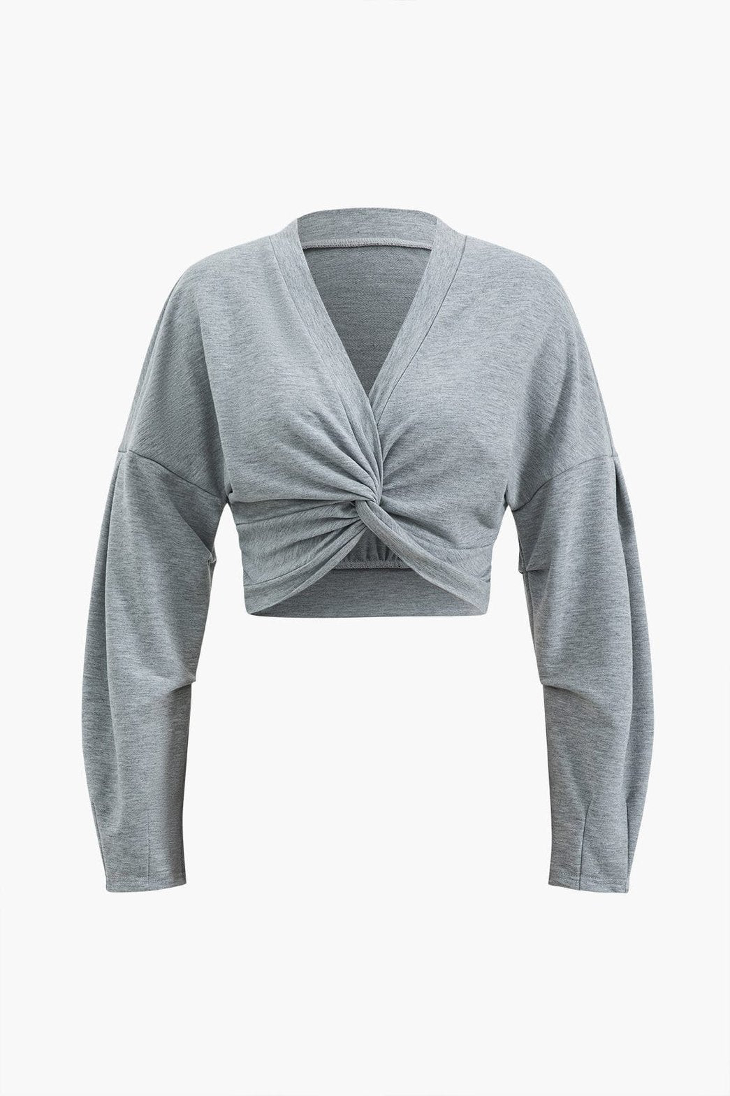 Top crop torsadé gris confort