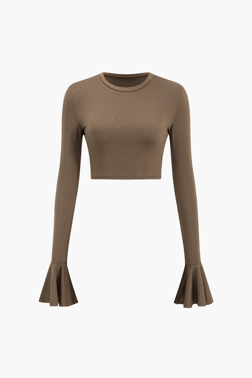 Vue de dos ensemble coordonné marron élégance