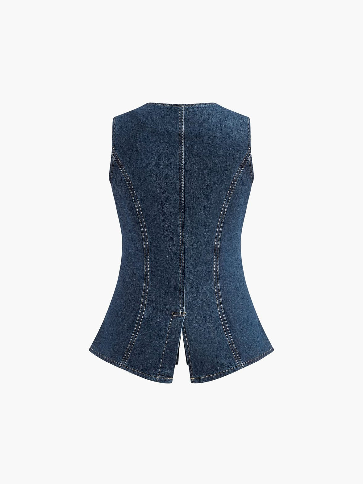 Ensemble denim chic vue latérale vent