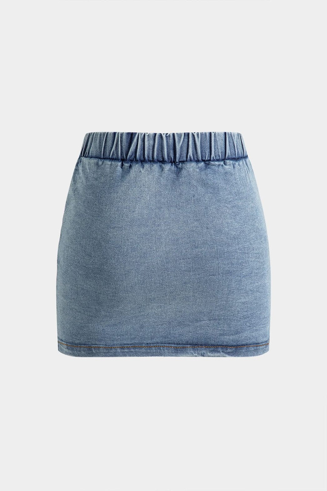 Ensemble denim porté vue de profil arc-en-ciel