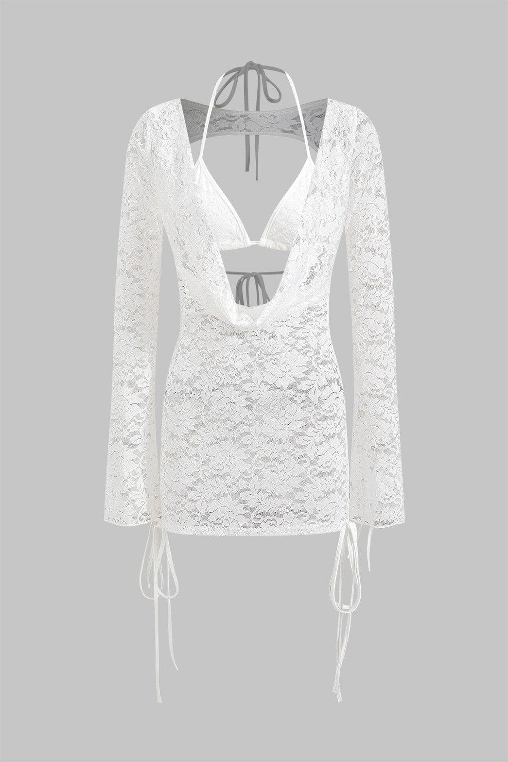 Ensemble dentelle blanc dos nu plage soleil