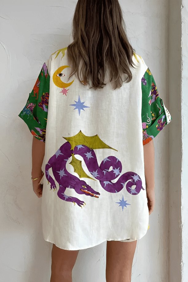 Ensemble deux pièces satin imprimé nuage