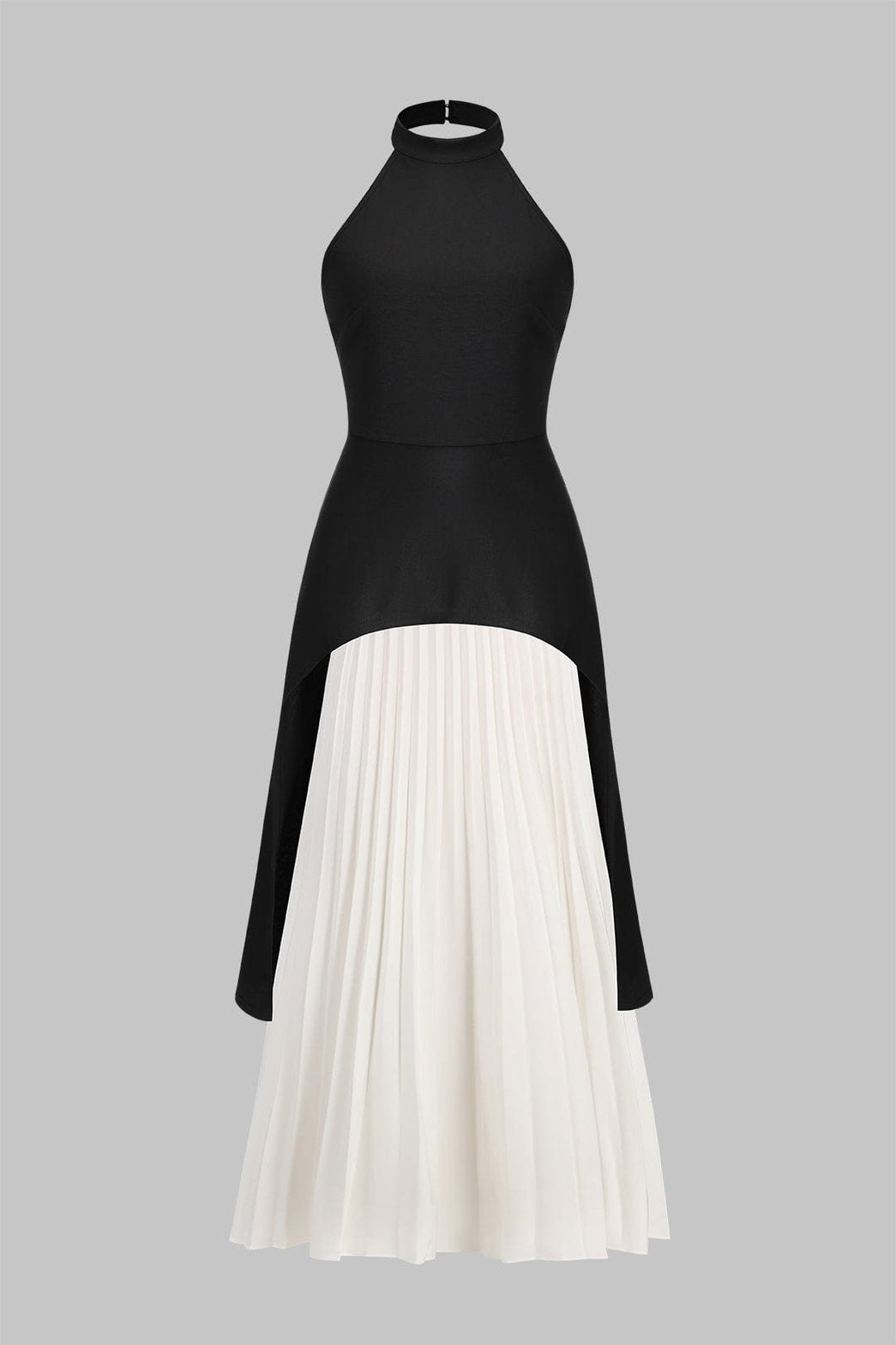 Ensemble plissé dos nu élégant bicolore soleil