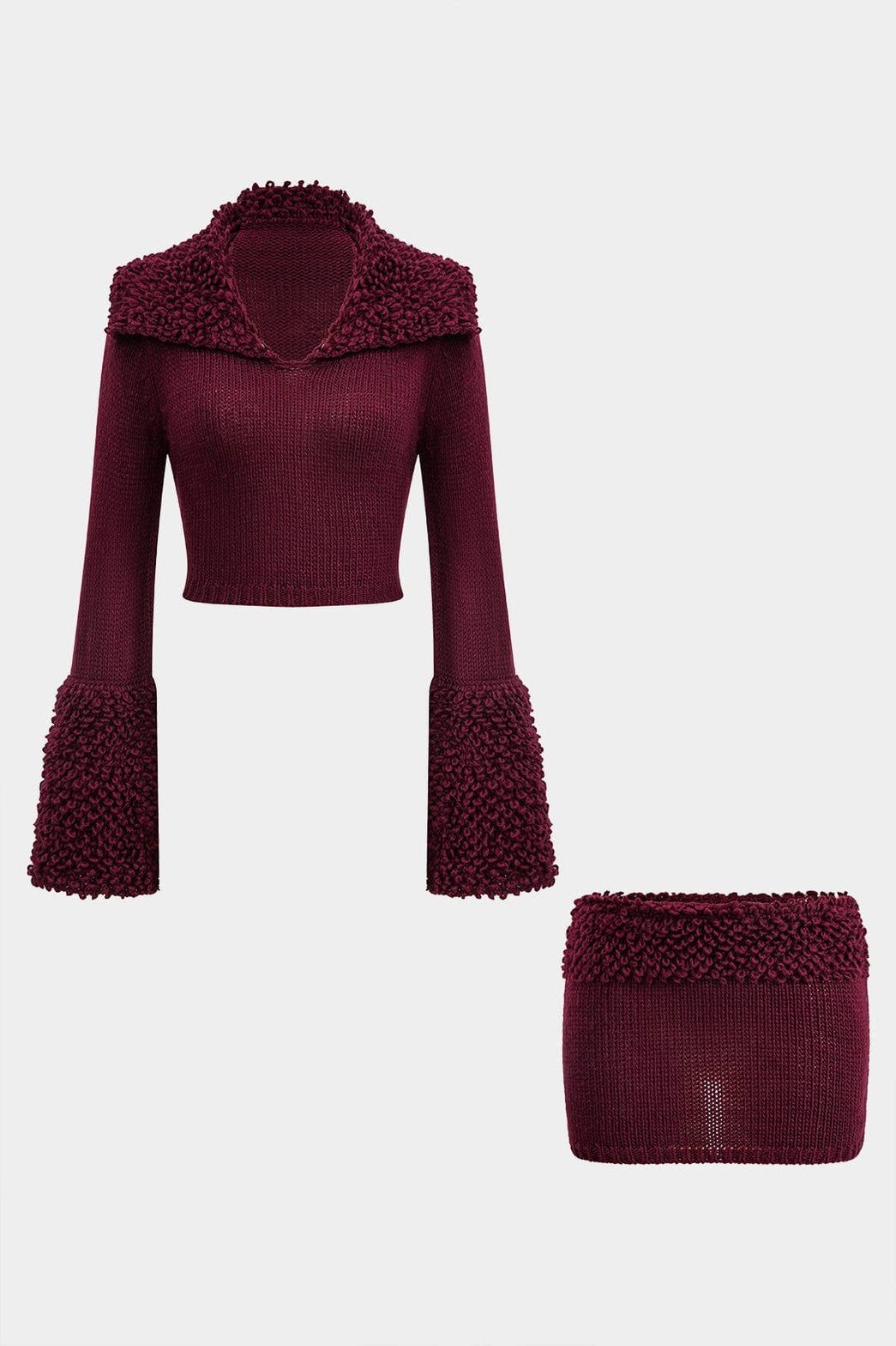 Ensemble bordeaux en maille doux
