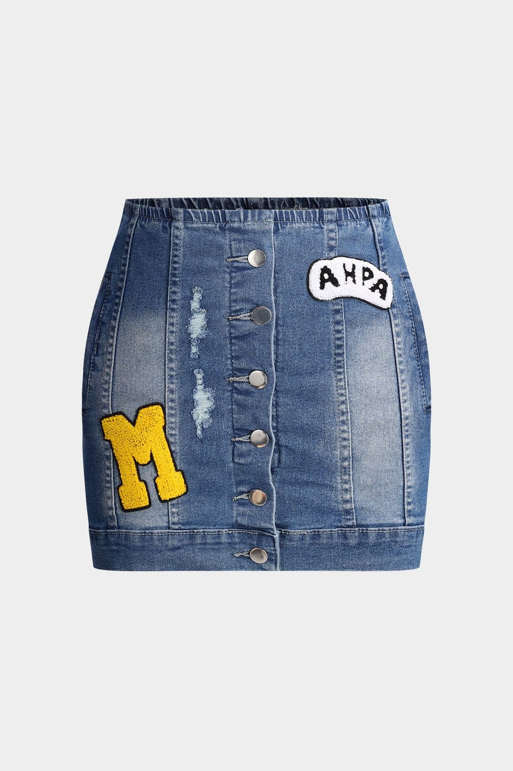 Vue latérale de l'ensemble denim fleuri nuage