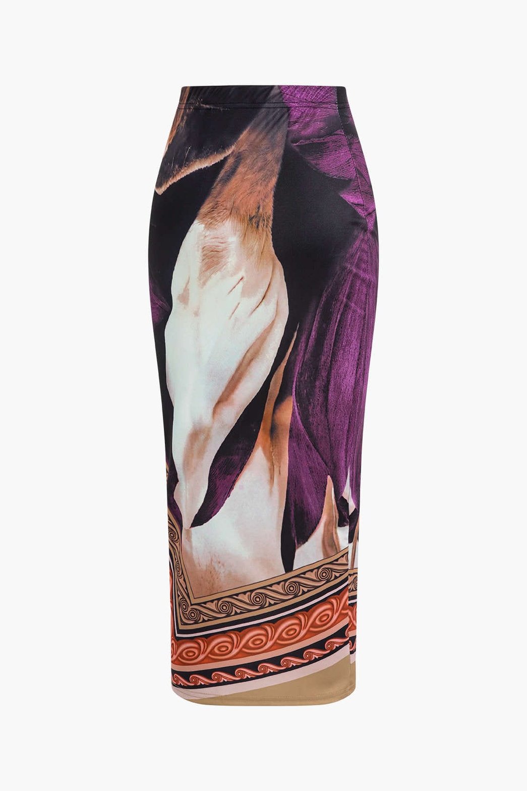 Détail du motif abstrait violet et beige plume